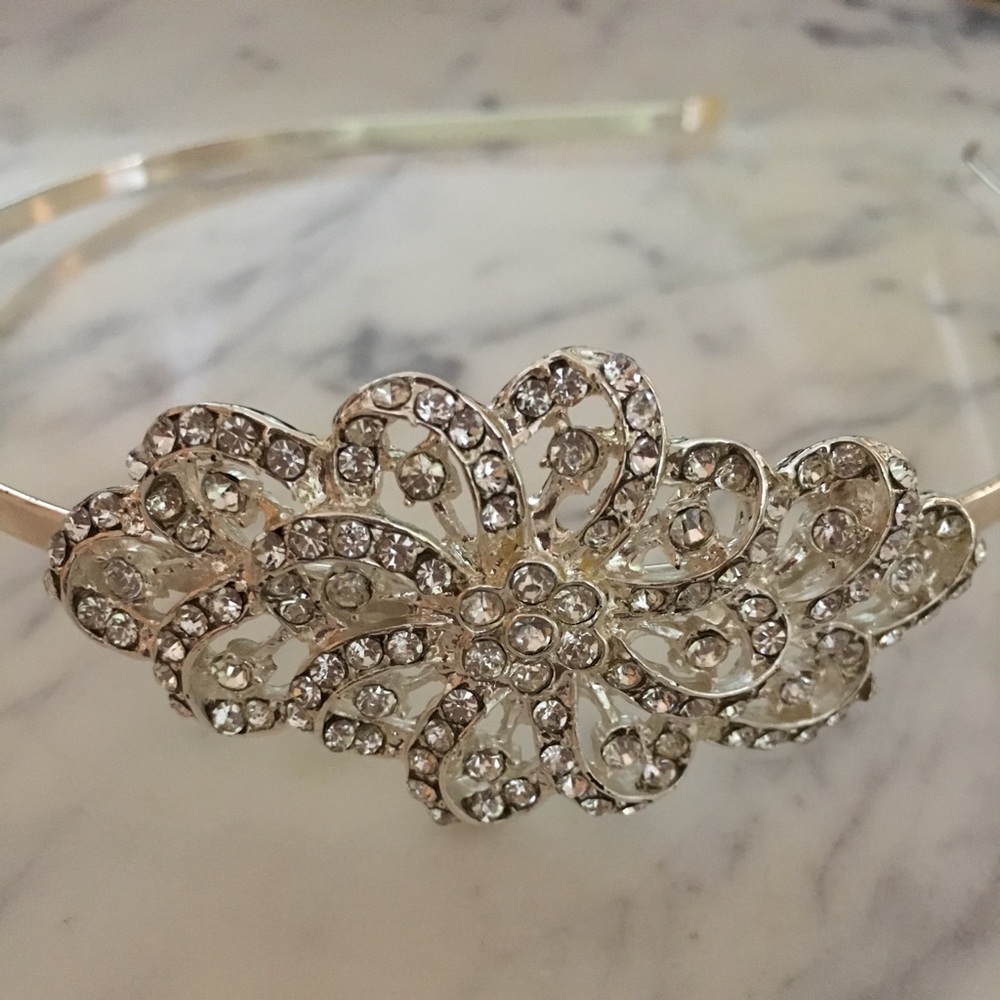 Silver bridal headband